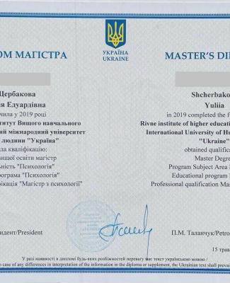 Диплом магістра з психології